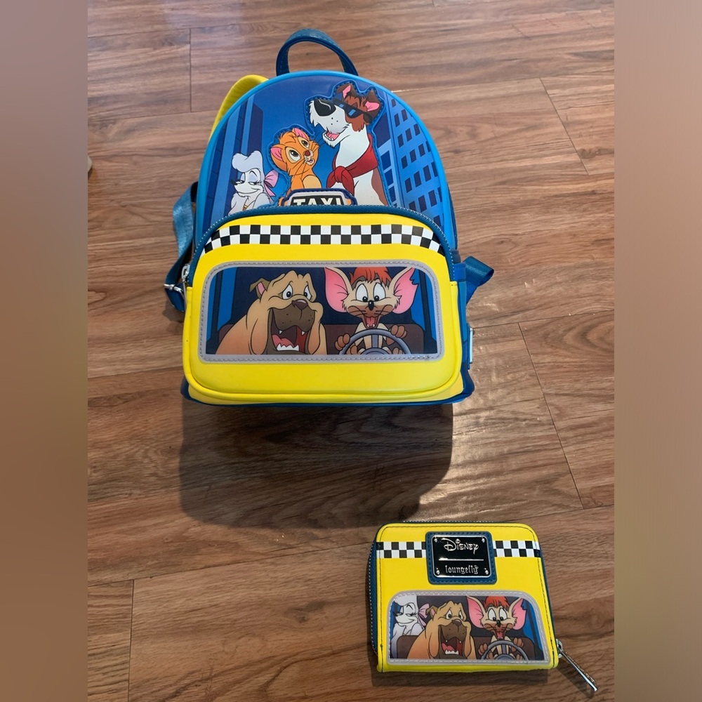 Loungefly Oliver and Company Taxi Ride Backpack with wallet
